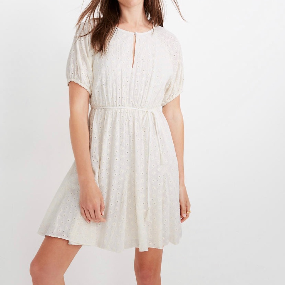 NWT Madewell Eyelet Tassel-Tie Mini Dress